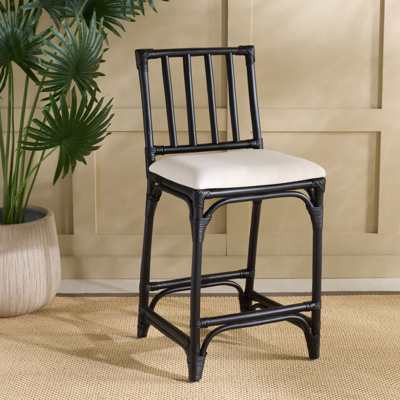 Tabouret de bar avec coussin Mylinda, Noir