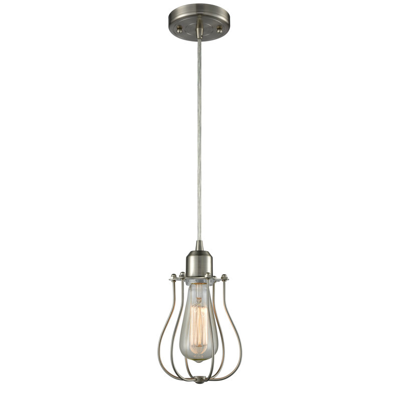 Luminaire suspendu géométrique 1 lumières simple Tina, Nickel satiné brossé, Nickel satiné brossé