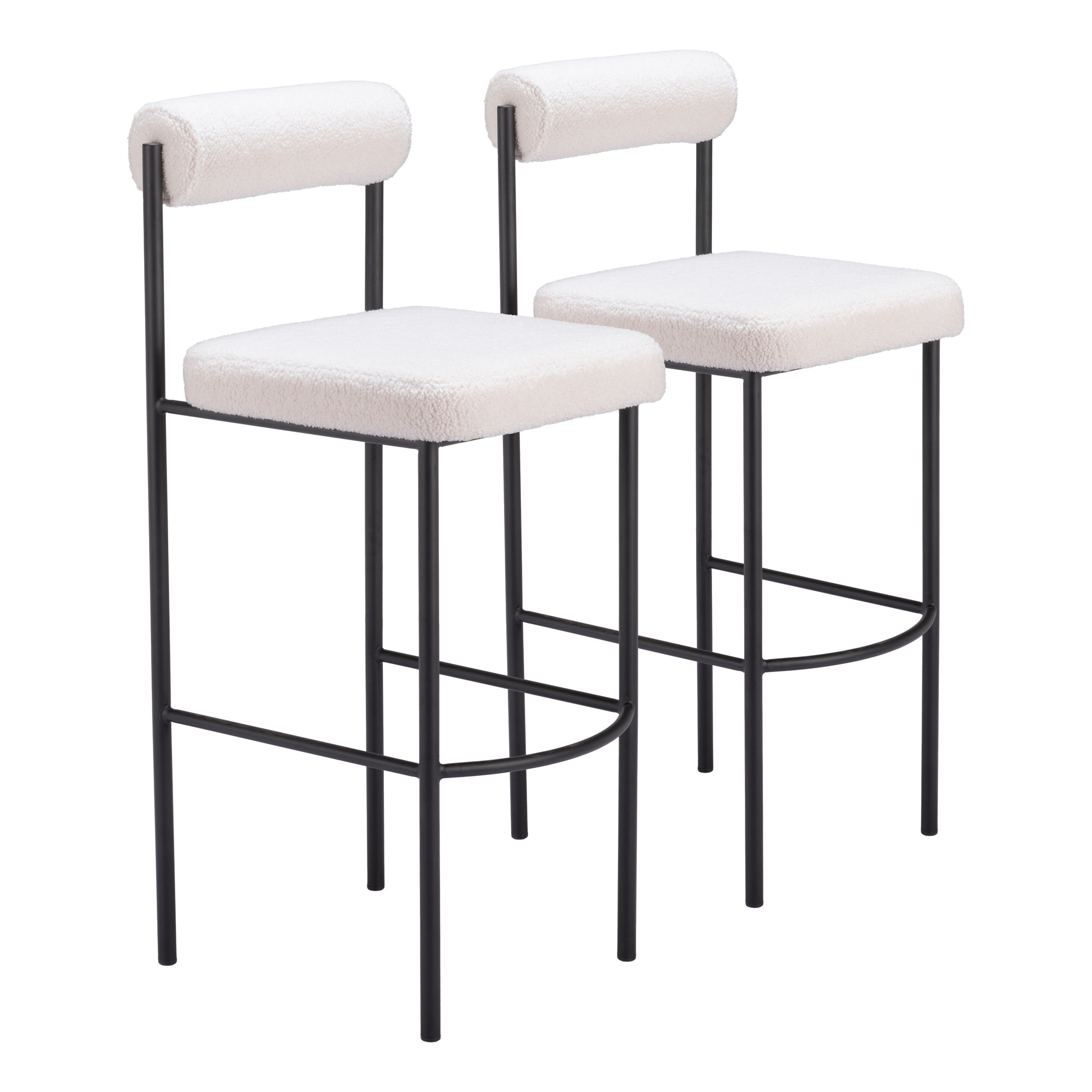 Livorno Short Counter Stool, Black, White, Bar Stool (29.9" Seat Height)
