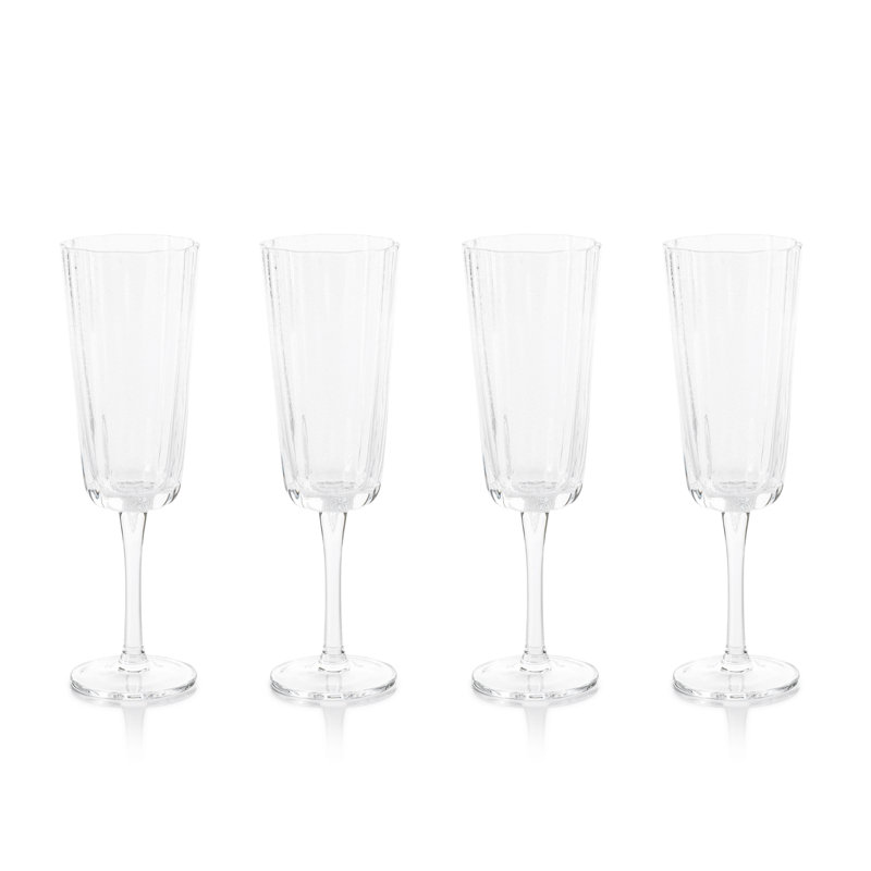 Elegant Clear Glass Bubble Champagne Flutes, Set of 4