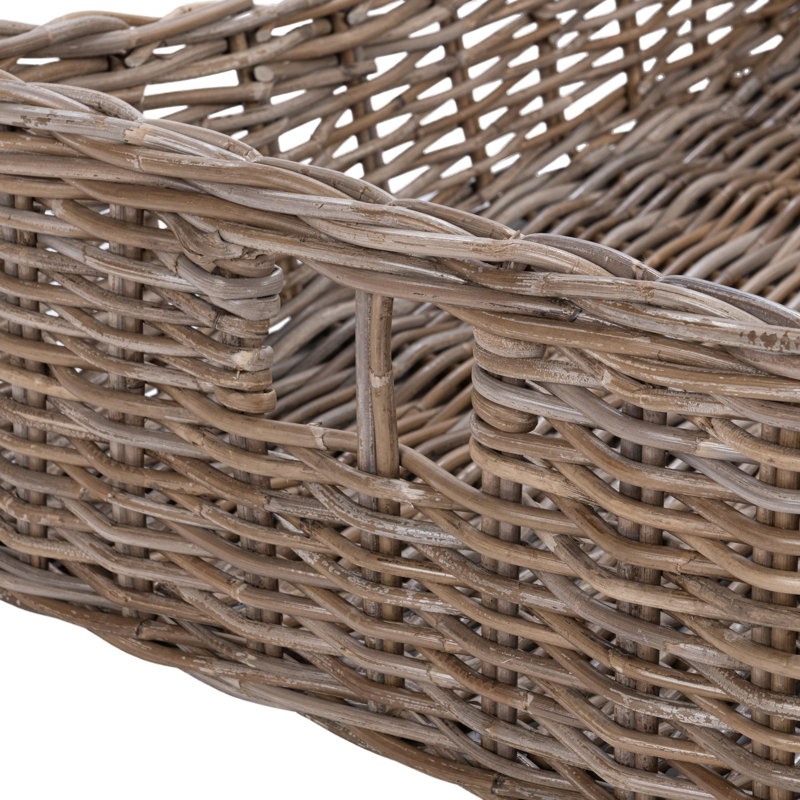 Panier court gris en rotin Kubu