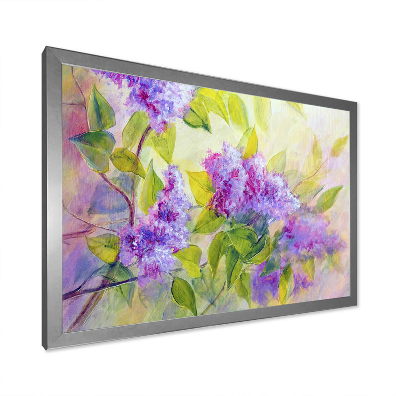 «Modern Modern Lilac Flowers VII», reproduction sur toile flottante, H 8 po x l 12 po x P 1 po, Cadre photo argenté