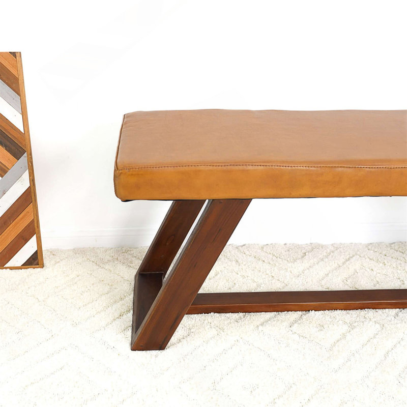 Banc en cuir véritable Marley brun clair