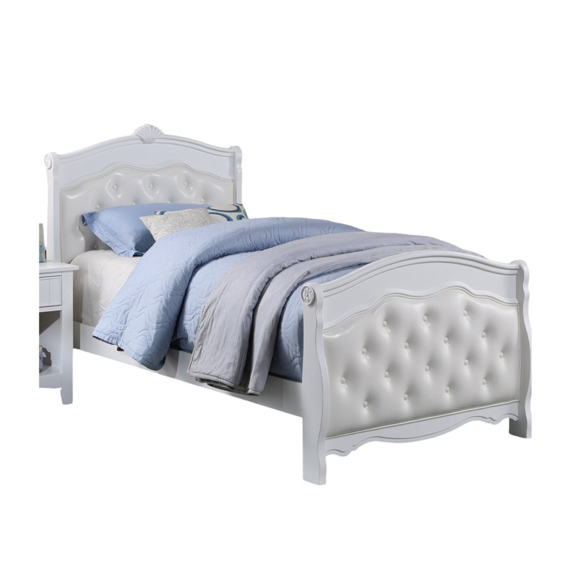 Tête de lit blanche pleine grandeur avec contreplaqué pour la fabrication classique de meubles de chambre à coucher, Blanc