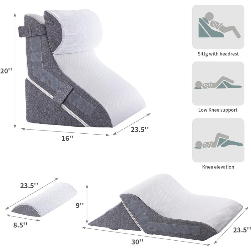 20-in-1 Memory Foam Bed Wedge Pillow – Adjustable Support Cushion For Back, Legs & Acid Reflux With Washable Cover