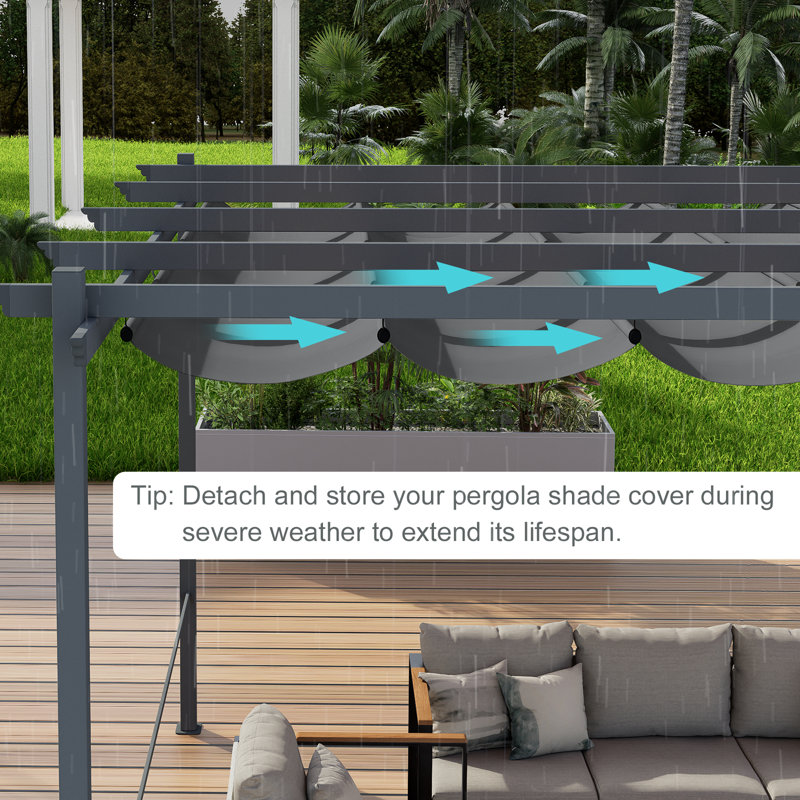 Aoodor Pergola Replacement Canopy, 147.6" W x 123.2" D, Gray