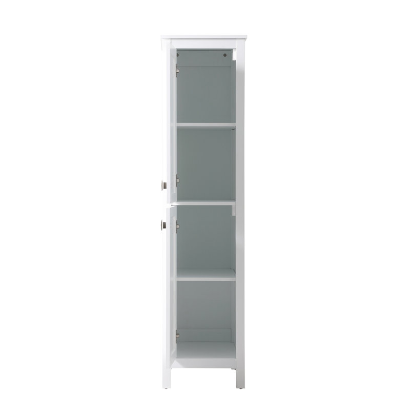 Rangement pour salle de bain Destinymarie, Blanc / nickel brossé, H 65 po x l 16 po x P 22 po