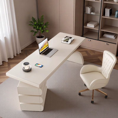 Modern Cream Office Desk with Spacious Work