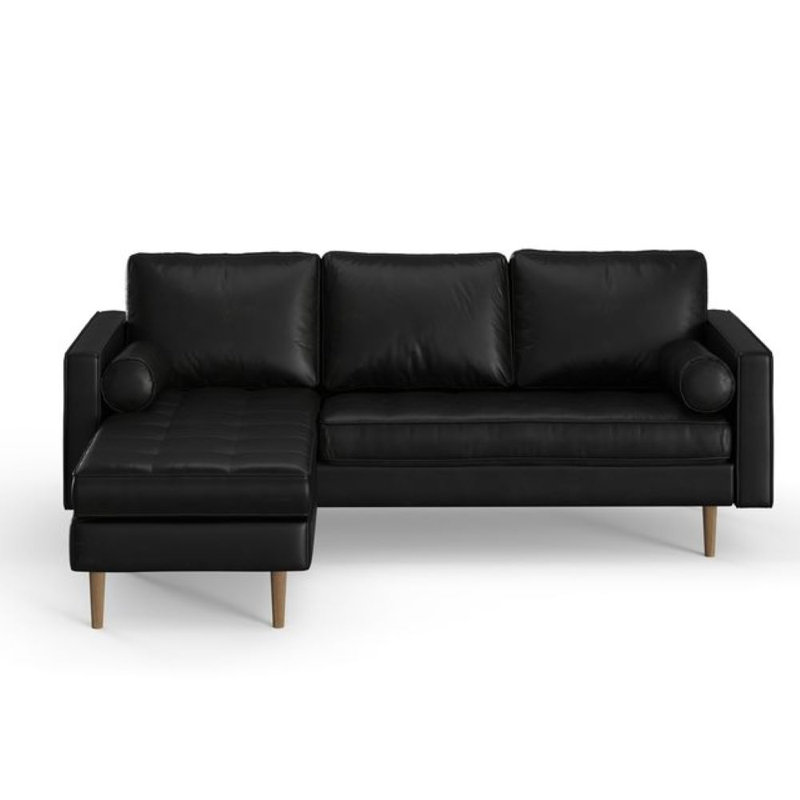 Canapé et méridienne réversible en cuir Vegan, Cuir vegan noir minuit