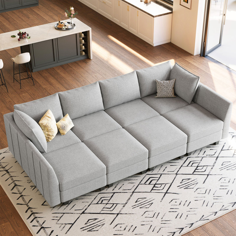 Canapé-lit modulaire convertible Aurora Chenille, H 36,2 po x l 112,6 po x P 59,8 po, Gris chenille