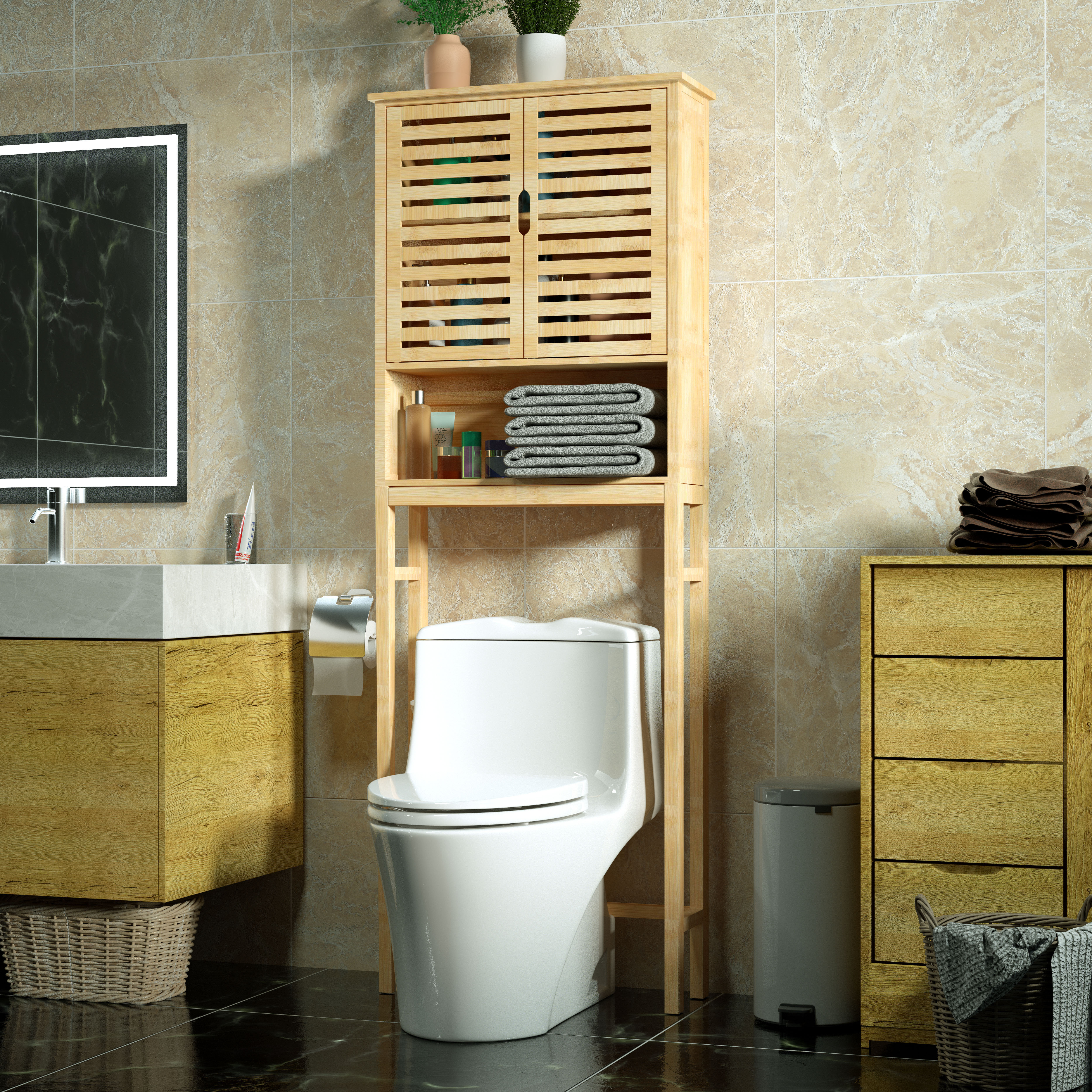 Bay Isle Home Donnell Solid Wood Over-Toilet Storage