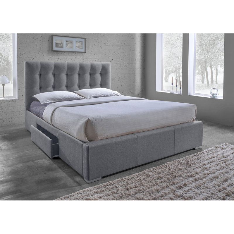 Upholstered Storage Bed, King, Grey