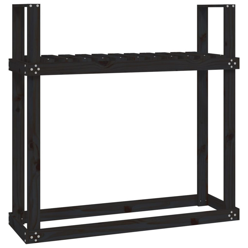 Firewood Rack 110x35x108.5 cm Solid Wood Pine, Black