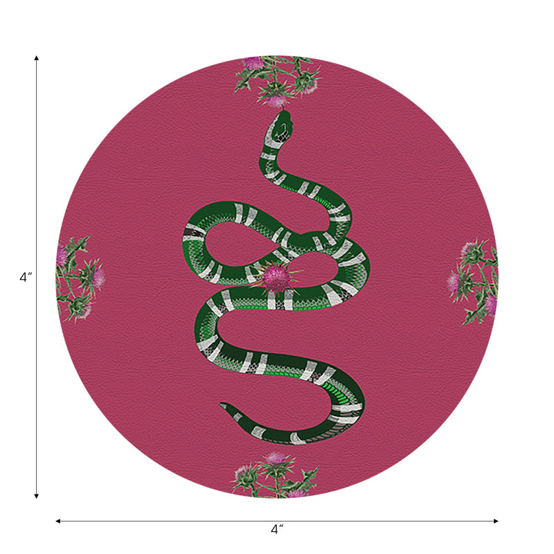 Sous-verres ronds en cuir Thistle and Snake, Rose
