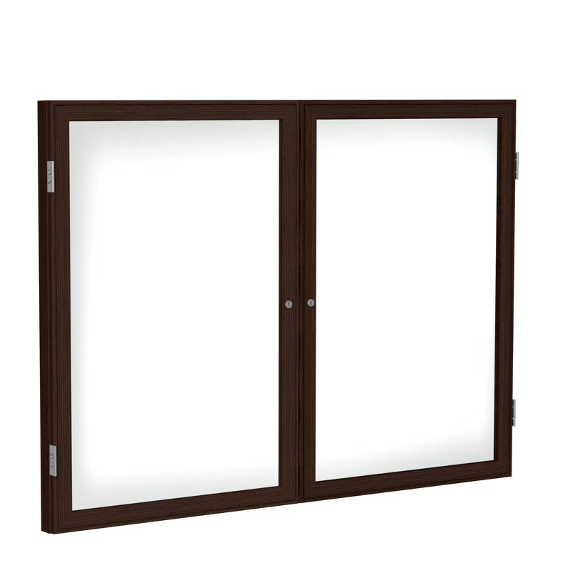 Tableau blanc magnétique en porcelaine encastré 2 portes avec cadre en bois ghent, H 3 po x l 5 po, Noyer