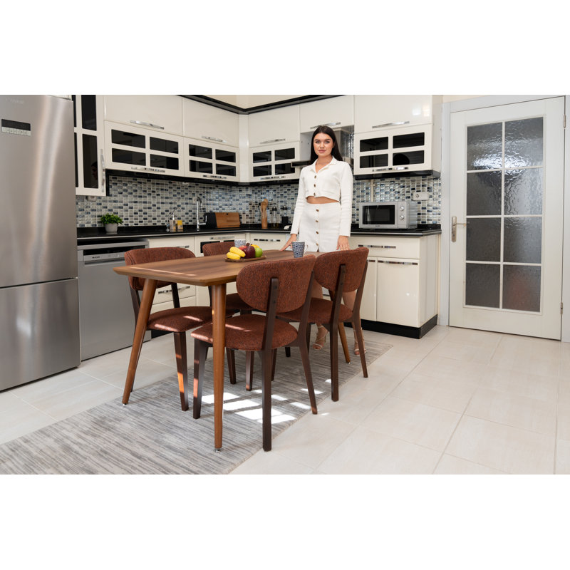 Rapsodi Wooden Dining Chairs Mid Century Upholstered Modern Kitchen Table Chairs for Room Furniture with Durable Premium Ergonomic Design (Rapsodi, First-grade beech wood)