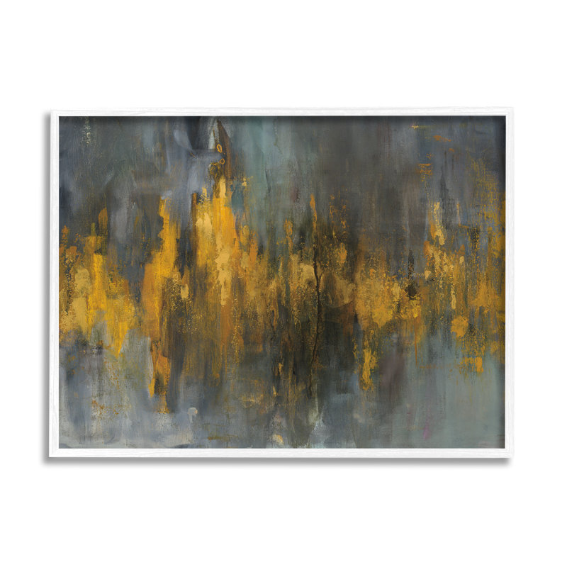 «Black and Gold Abstract Fire», reproduction de peinture acrylique, H 11 po x l 14 po, Giclée encadrée blanc bord de mer