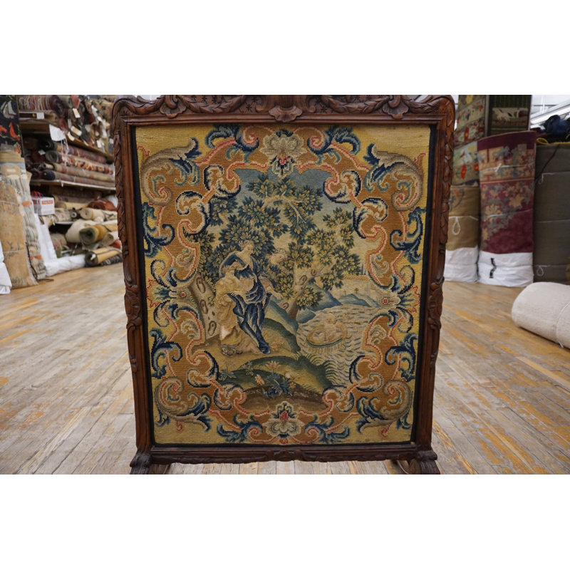 Tapis jaune antique en laine et en soie