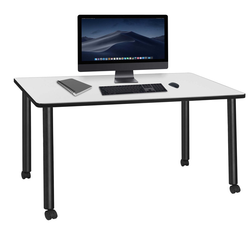 Regency Kee Mobile Desk, White/Black, 29" H x 66" W x 24" D