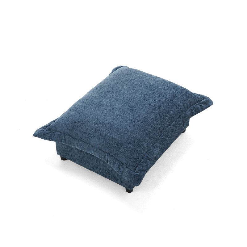 37.37cm Wide Rectangle Solid Colour Footstool Ottoman, Navy