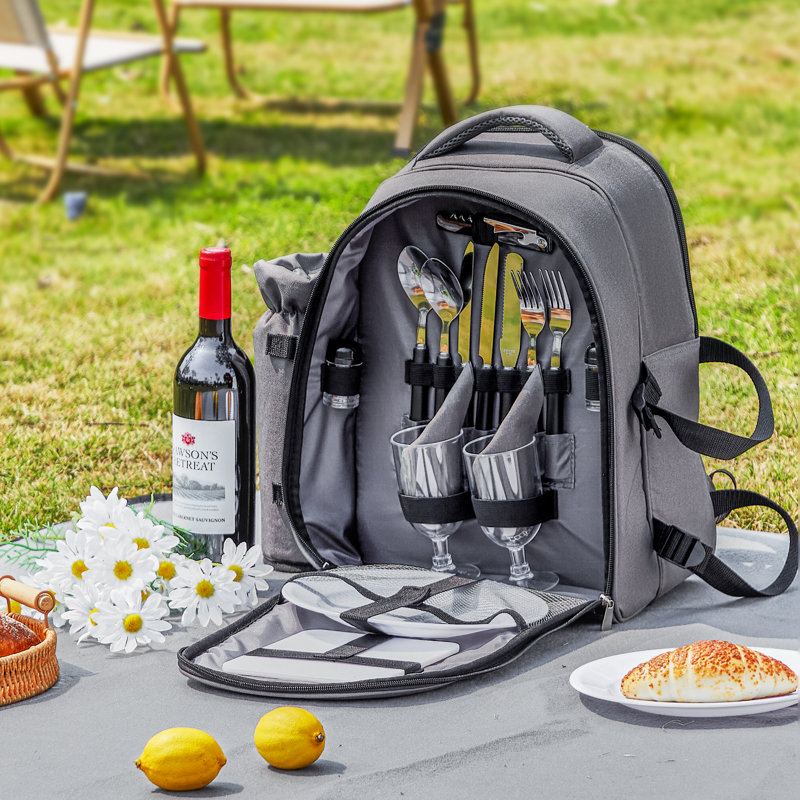 Sac à dos de plage pour 2 personnes avec compartiment glacière, Gris