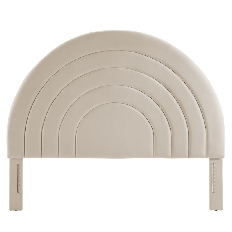 Solana Arched Performance Velvet Queen Headboard In Mulberry, Almond, Full