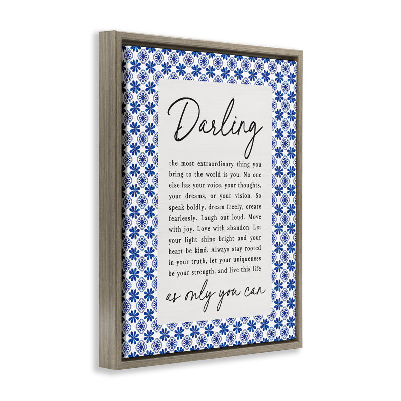 Cadre flottant Darling Only You Can Inspiring, design par lettré et doublé, H 31 po x l 25 po, Cadre flottant orme Montalcino