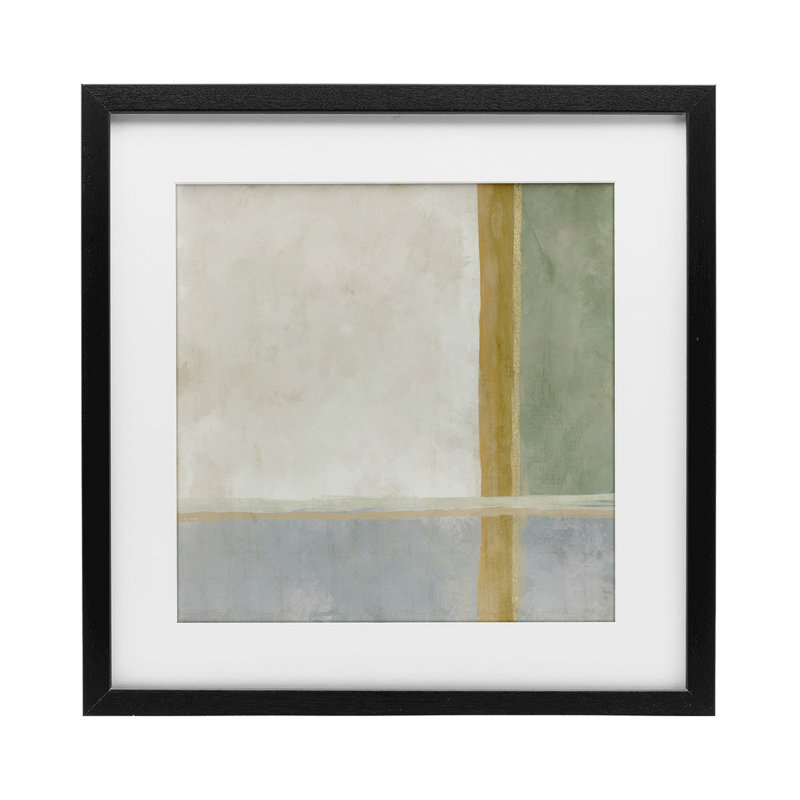 «Neutral Linear Boxes», impression sous verre encadrée, design par J: L Design, Cadre noir minuit, H 16 po x l 16 po