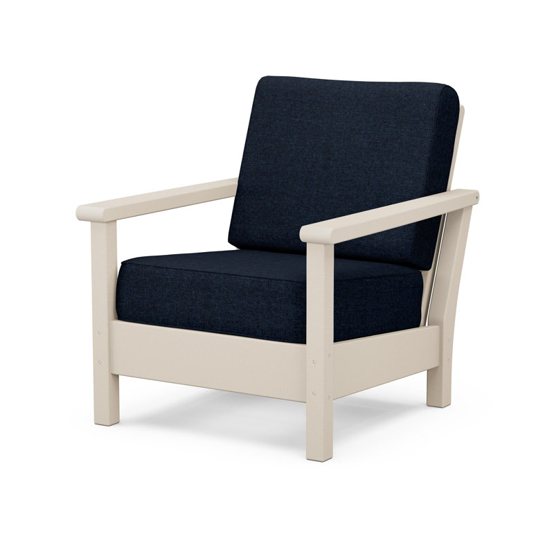 Chaise à assise profonde Harbor, Sable, Marine Indigo