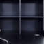 Bureau de travail en coin noir avec rangement intégré en L, table de travail multifonctionnelle avec tiroirs et bibliothèque-2131438095