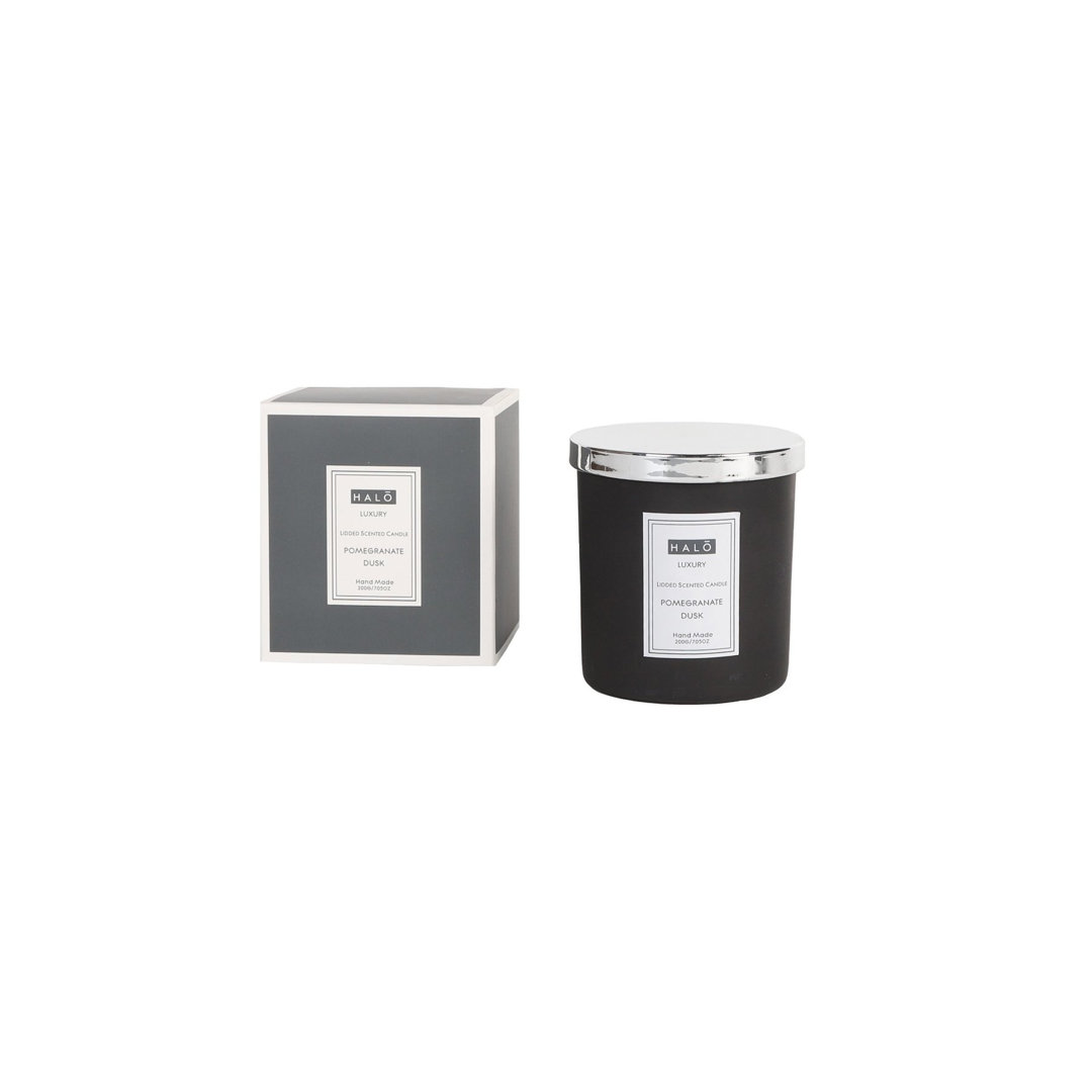 HALO Pomegranate Noir Scented Jar Candle with Glass Holder
