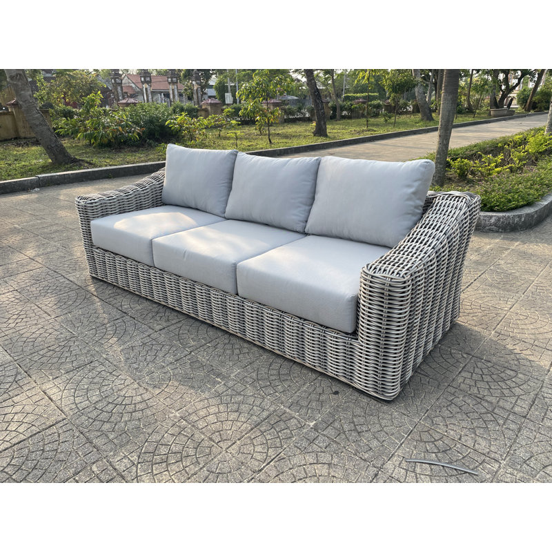Sommer 91.3'' Polyethylene (PE) Wicker Outdoor Sofa, Light Gray