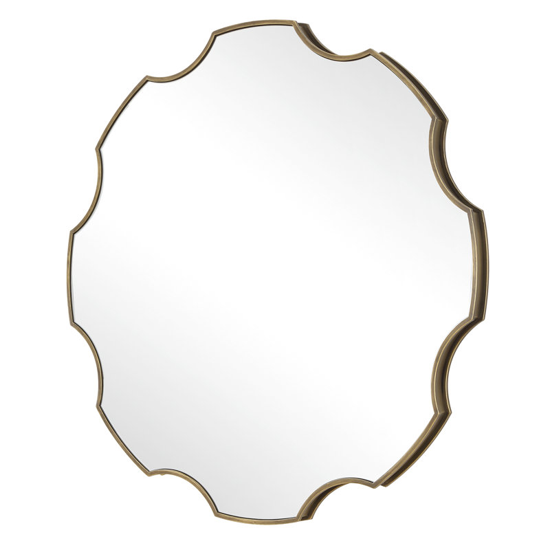 Antiqued Bronze Iron Framed Gear-Shaped Mirror