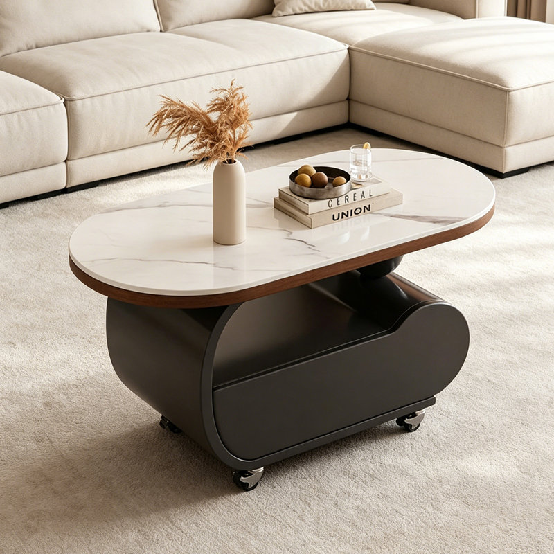 Table basse Minimalist, H 19,68 po x l 35,43 po x P 17,71 po, Gris clair / noir