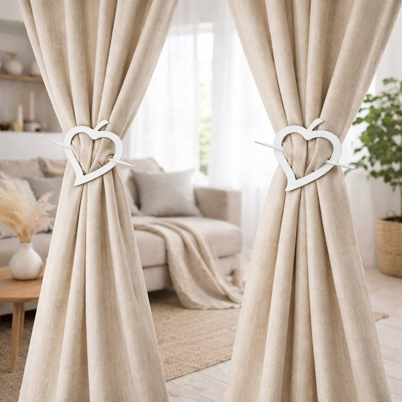 Embrasse de rideaux en bois Fjord - Design décoratif et fonctionnel, Blanc