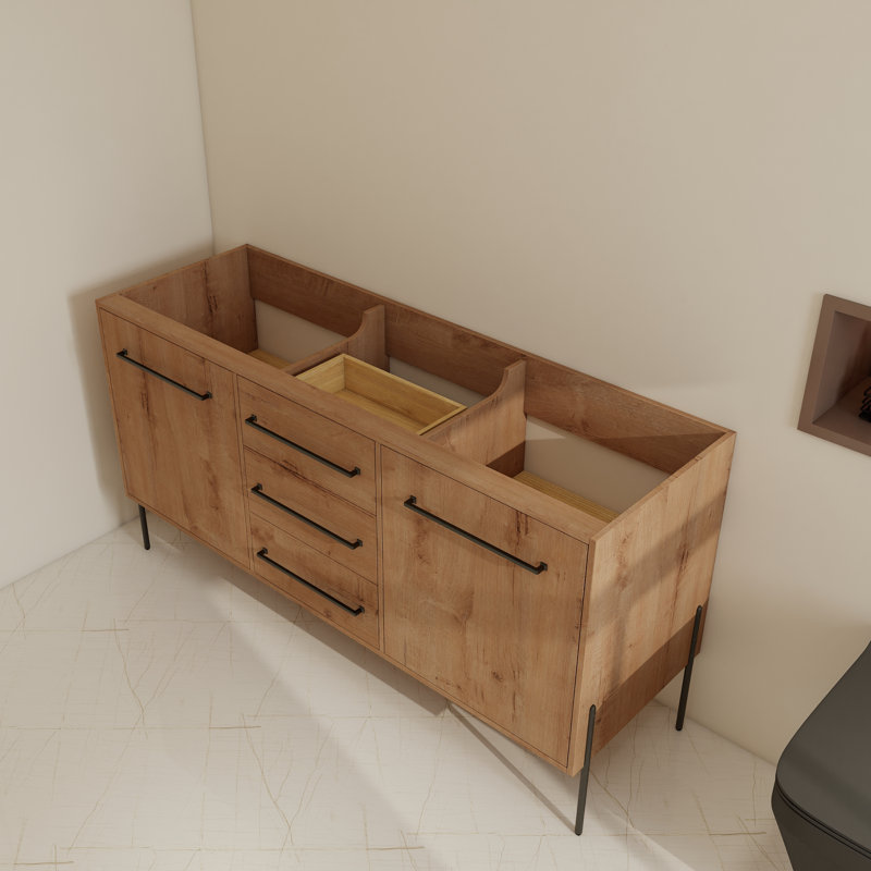 Base de meuble-lavabo simple 60 po avec tablette réglable et tiroirs