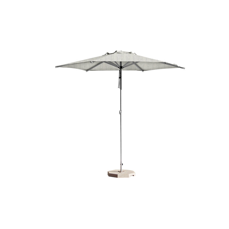 Swift 8' Round Telescopic Umbrella, Square Metal Base with Wheels, Stone Gray