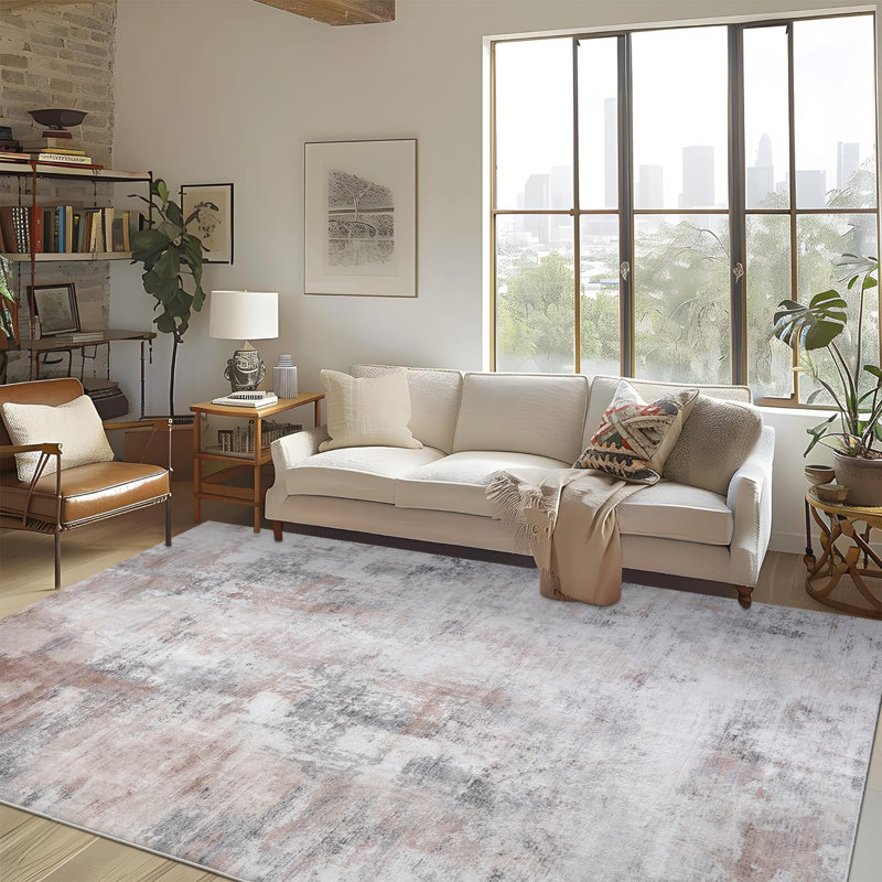 Straub Modern Abstract Carpet Indoor Washable Rug Non-Slip Soft Small Area Rug Thin Print For Home Decor, Rectangle 5' x 8'