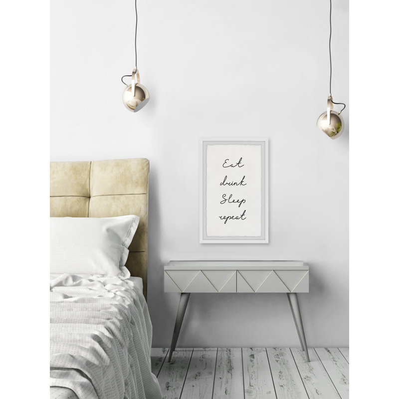 Eat Drink Sleep Repeat 1 Piece Single Picture Frame Wall Art, 30cm H x 20cm W x 3.81cm D