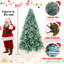 Arbre de Noël 6 pi PE / PVC bleu-vert 6 pi - 1390 pointes, branches articulées, aspect naturel, support en métal stable, décoration des Fêtes facile à assembler-1869641661