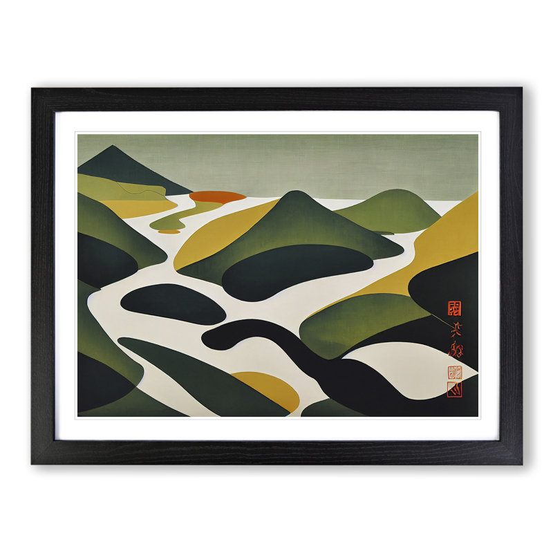 Abstract Mountain River Vol.1 - Framed Print, Black, 46cm H x 64cm W x 2cm D