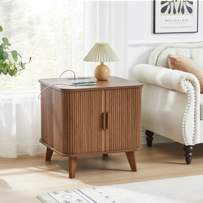 End Table with Storage and Charging Station