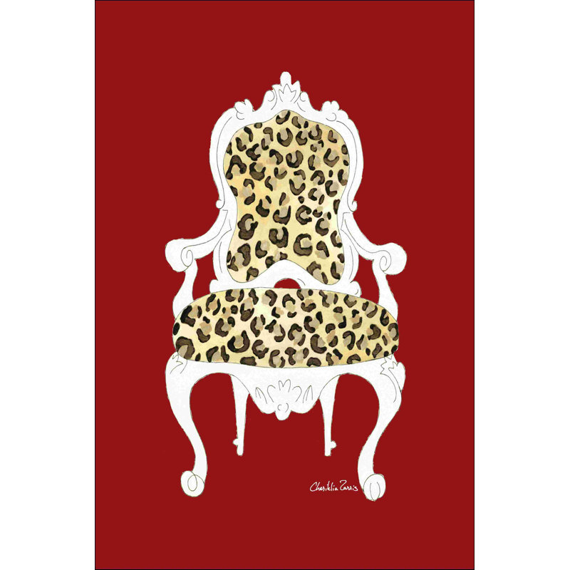 Chaise léopard rouge, H 18 po x l 12 po
