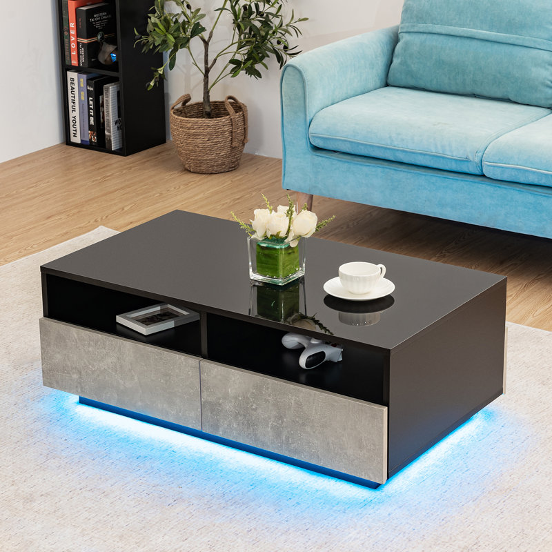 Table basse avec rangement et lumière DEL RVB Khaleesy, Grey