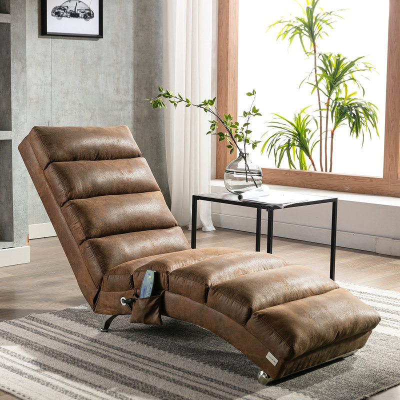 Chaise longue de massage en lin d'intérieur avec télécommande, longue chaise de massage électrique ergonomique avec 5 modes pour le bureau, le salon, la chambre à coucher (café)