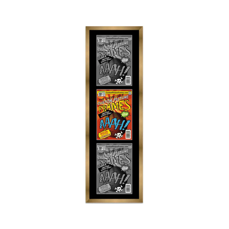 Wood Picture Frame with Mat, Gold/Black, 7.75" x 10.5"