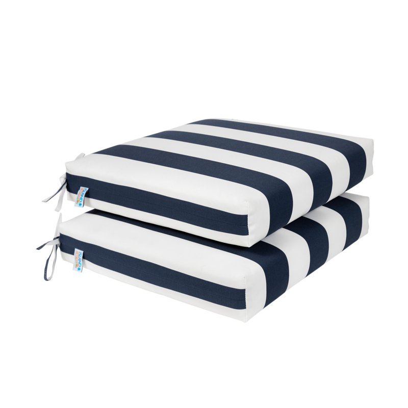 Outdoor 3'' Seat Cushion, Navy/White