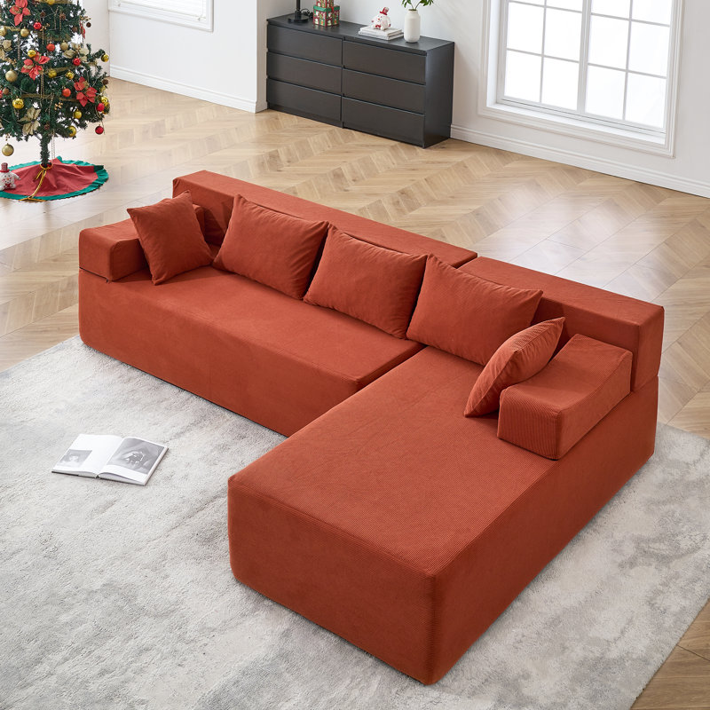 105"Cloud Modular Sectional Sofa Couch with L-Shape Chaise,Modern Minimalist Upholstered Couches for Living Room Bedroom,Deep Seat Corner Couch,No Assembly Required