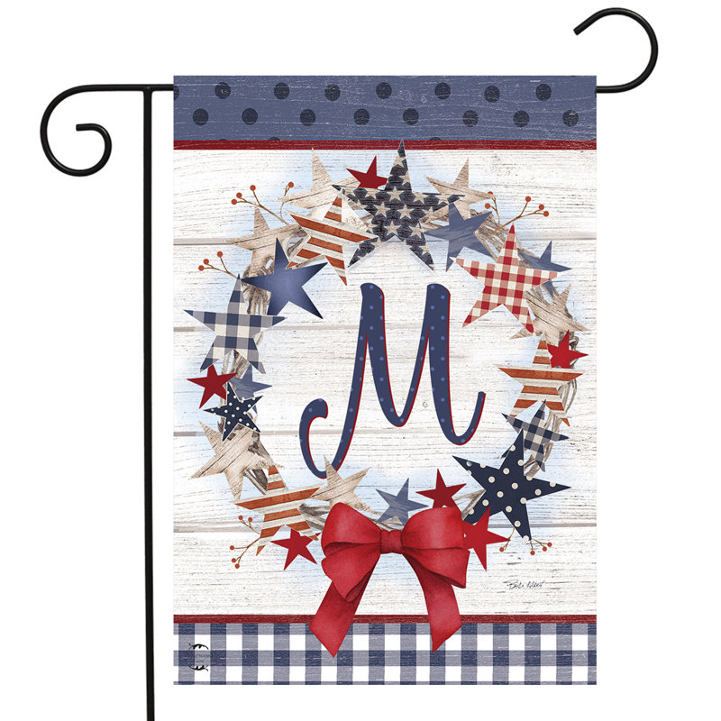 Drapeau de jardin American Wreath Monogram M