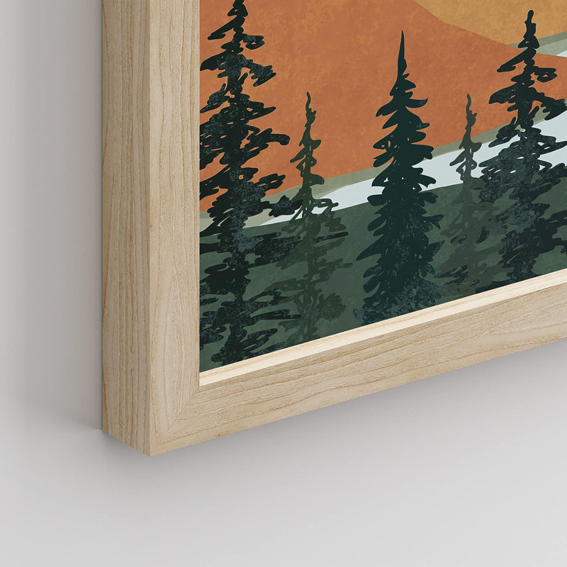 IDÉE4WALL, ensemble encadré d'art géométrique de montagne, ensemble de 3 impressions abstraites de la nature, décorations murales nordiques pour salon, chambre à coucher, 3 pièces